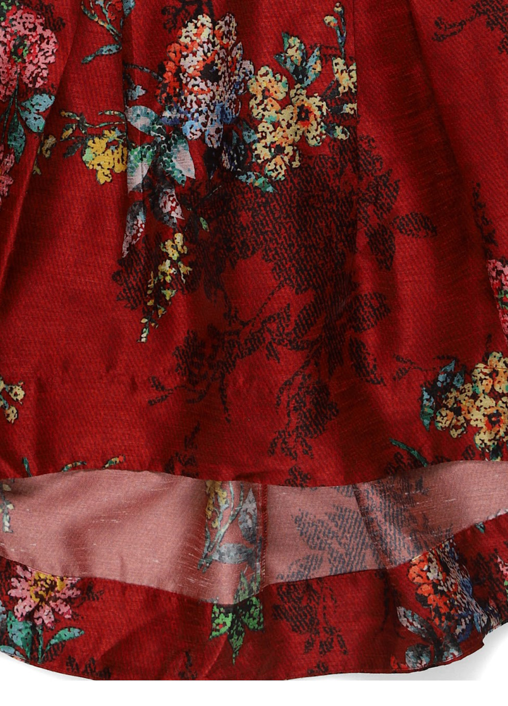 Бордовое вечернее платье клеш Derhy с цветочным принтом