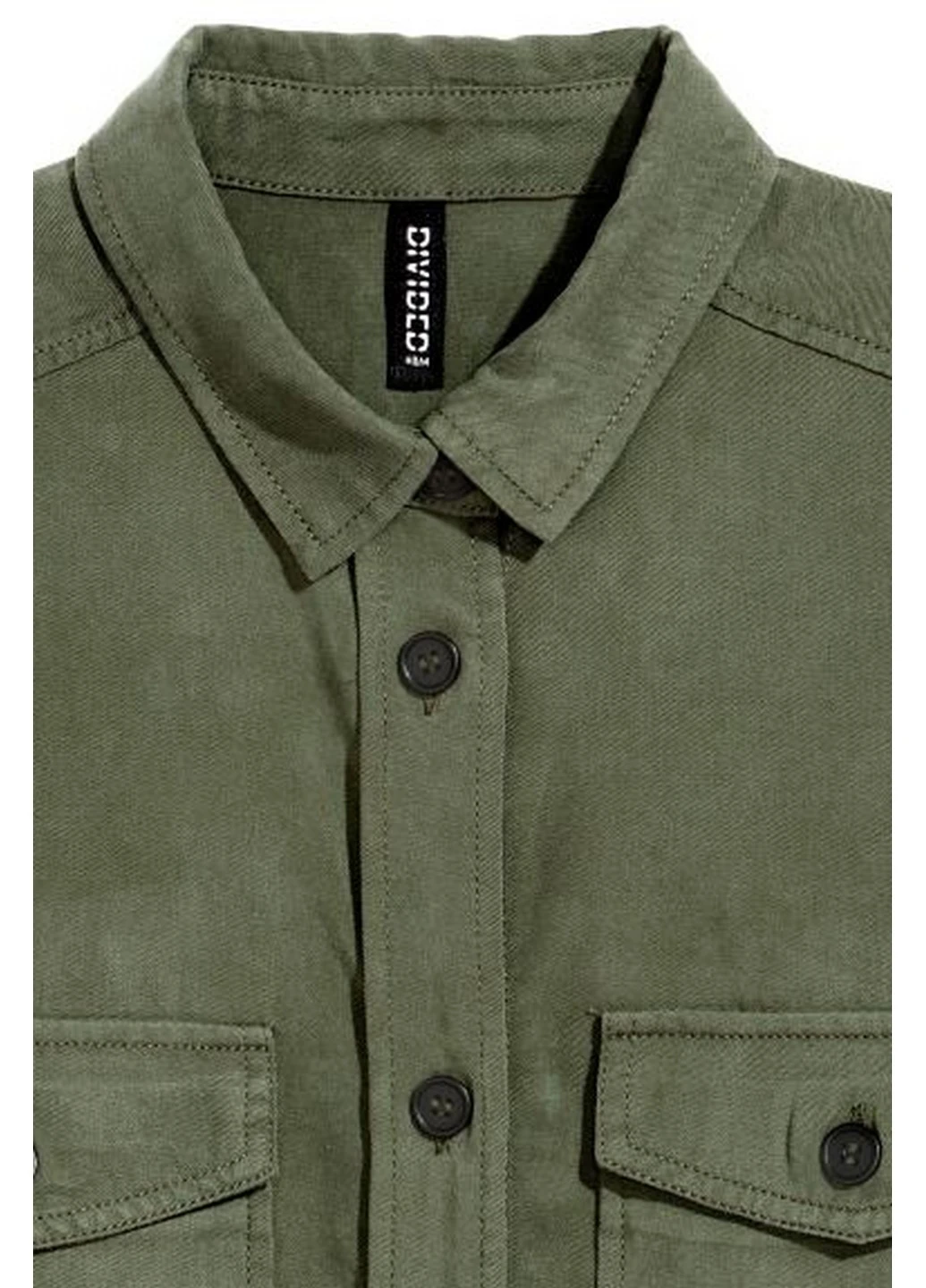 Оливковковая (хаки) кэжуал рубашка однотонная H&M