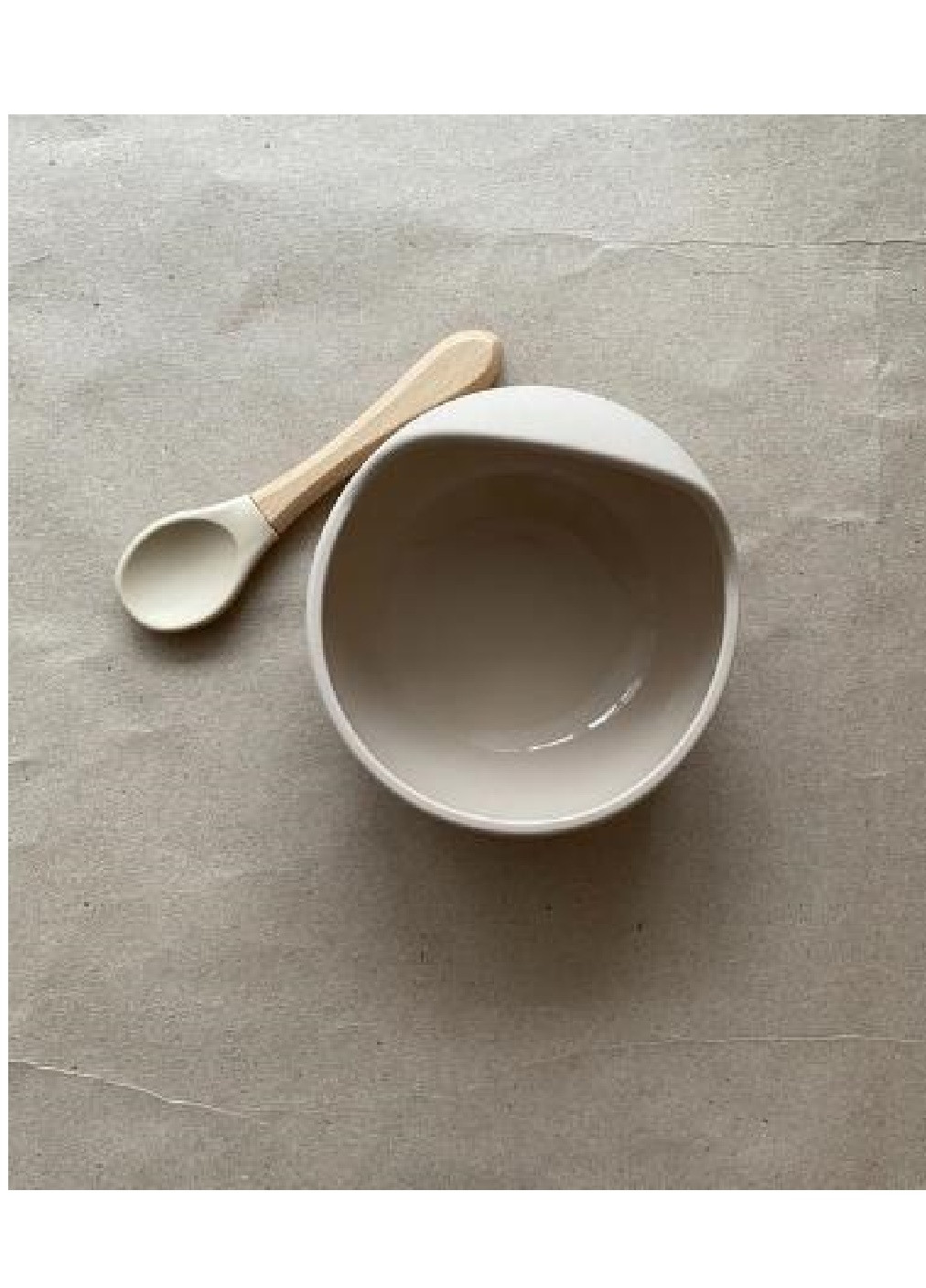 Детская силиконовая миска тарелка посуда для детей на присоске с ложкой (38475125-Т) Серая Francesco Marconi (251284738)