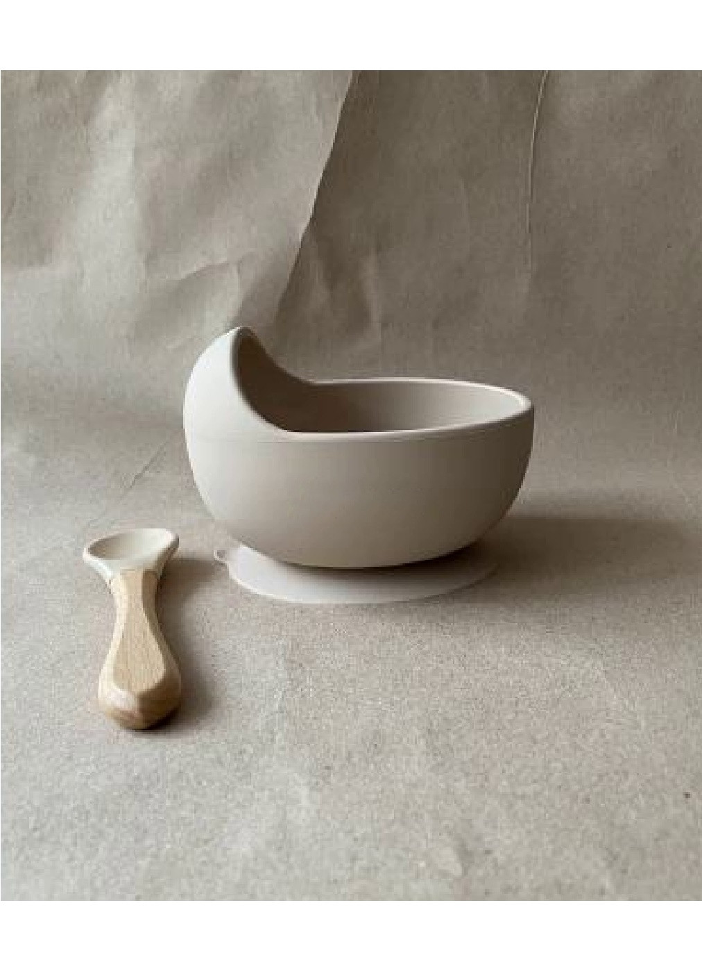 Дитяча силіконова миска тарілка посуд для дітей на присосці з ложкою (38475125-Т) Сіра Francesco Marconi (251284738)