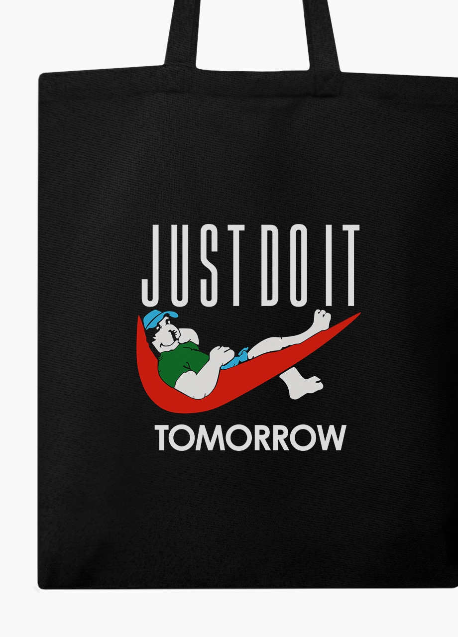Еко сумка шоппер чорна Просто зроби це завтра (JUST DO IT Tomorrow) (9227-2007-BK) MobiPrint (236391098)