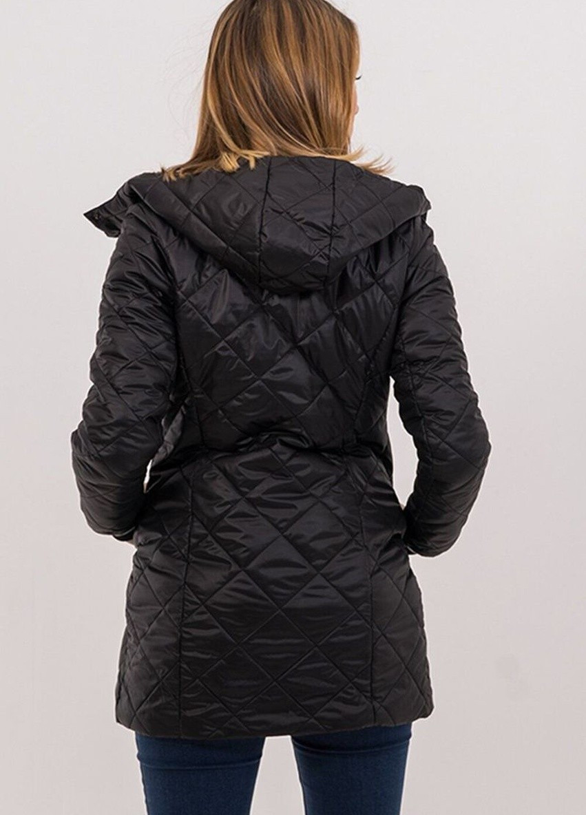 Черная демисезонная черная курточка для беременных со съемной вставкой на животик съемным капюшоном демисезонная To Be