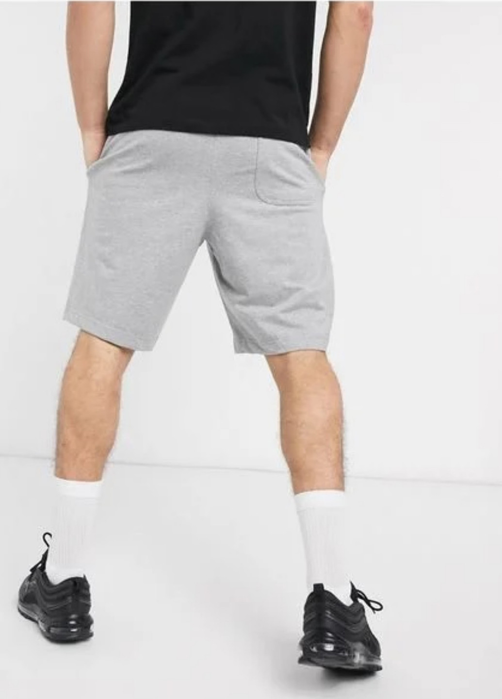Шорты Nike бермуды меланжи светло-серые спортивные трикотаж, хлопок