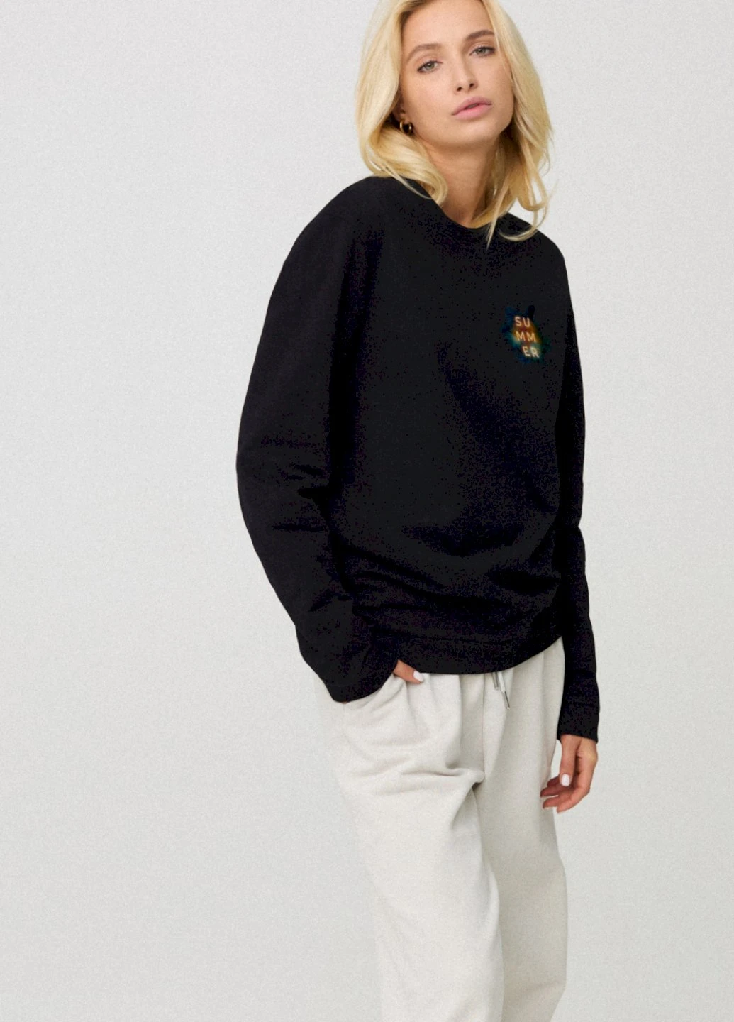 Черный світшот жіночий oversize /no flis/ YAPPI (254658697)