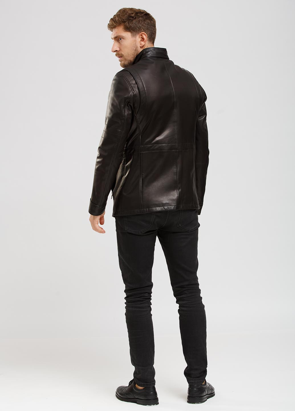 Черная демисезонная куртка кожаная Steel
