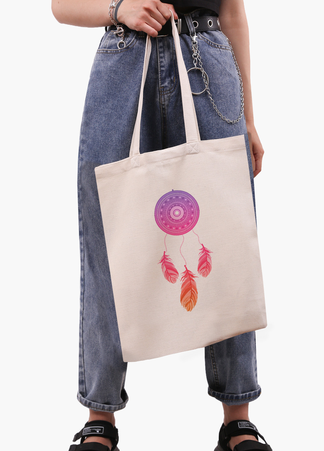 Еко сумка шоппер біла Ловець Снов (Dreamcatcher) (9227-2855-WT-1) Еко сумка шоппер біла 41*35 см MobiPrint (221683052)