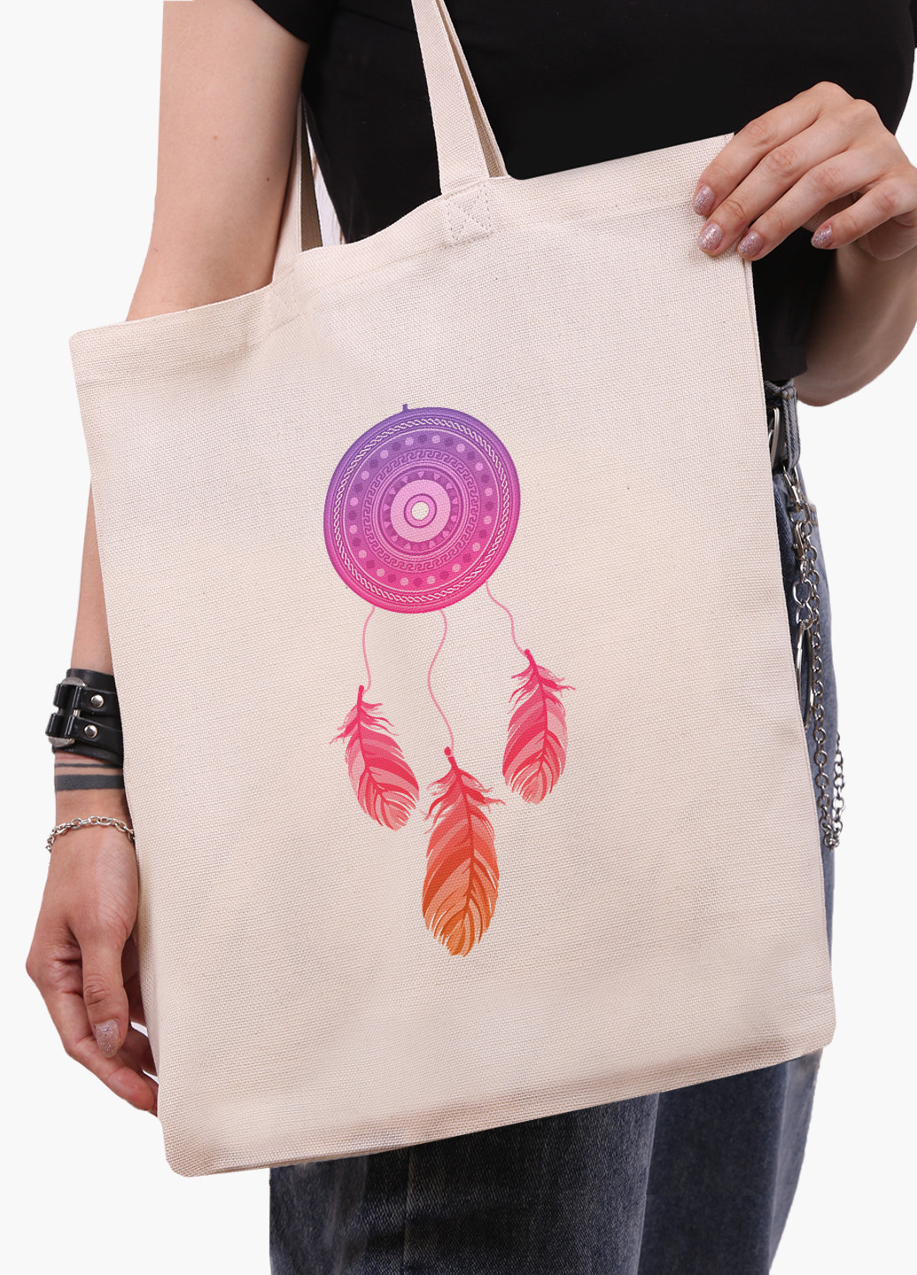 Еко сумка шоппер біла Ловець Снов (Dreamcatcher) (9227-2855-WT-1) Еко сумка шоппер біла 41*35 см MobiPrint (221683052)