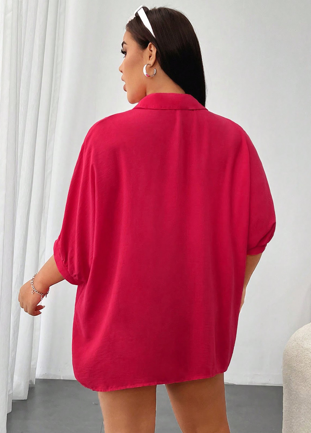 Розовая кэжуал рубашка однотонная SHEIN