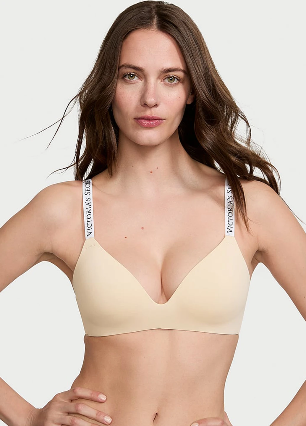 Бежевий безшовний бюстгальтер Victoria's Secret без кісточок поліамід