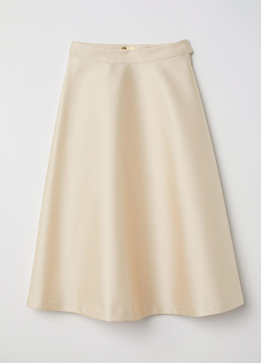 Светло-бежевая кэжуал однотонная юбка H&M а-силуэта (трапеция)