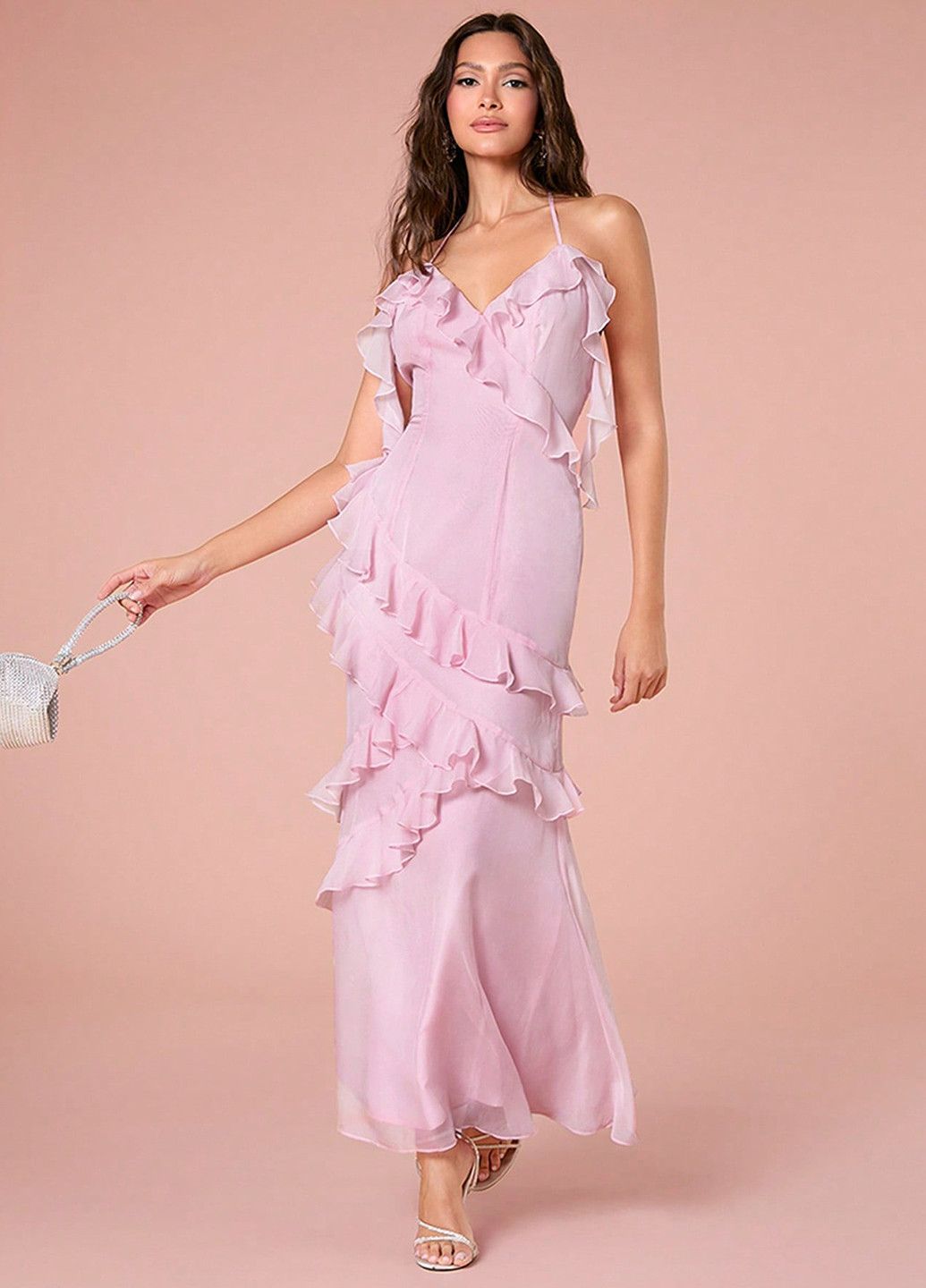 Світло-рожева святковий сукня з відкритою спиною SHEIN однотонна