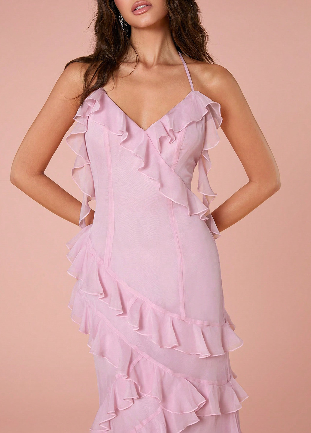 Світло-рожева святковий сукня з відкритою спиною SHEIN однотонна