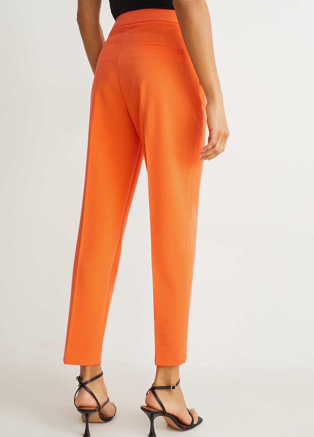 Оранжевые кэжуал демисезонные прямые брюки C&A