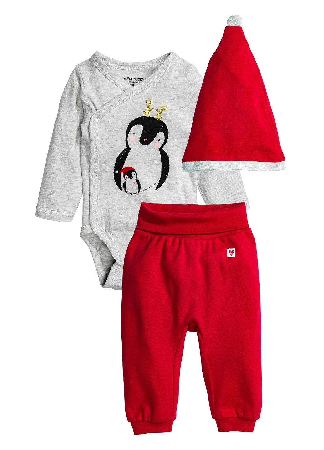 Комбінований демісезонний комплект (боді, брюки, шапка) H&M