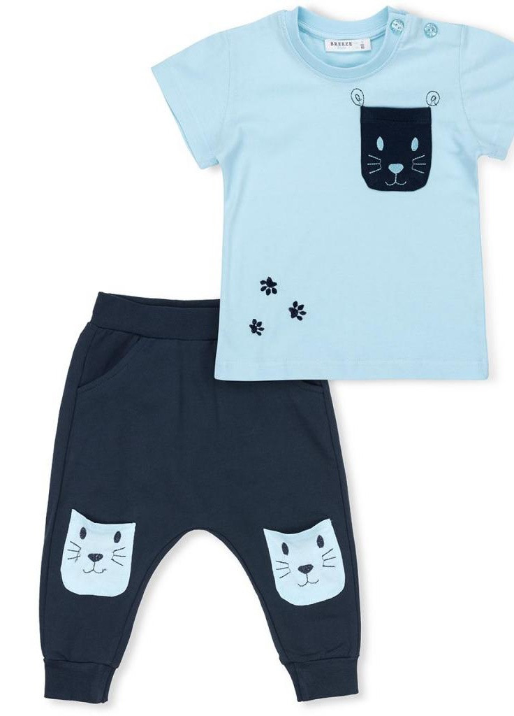 Синій літній костюм десткий з кишеньками (10234-86g-blue) Breeze