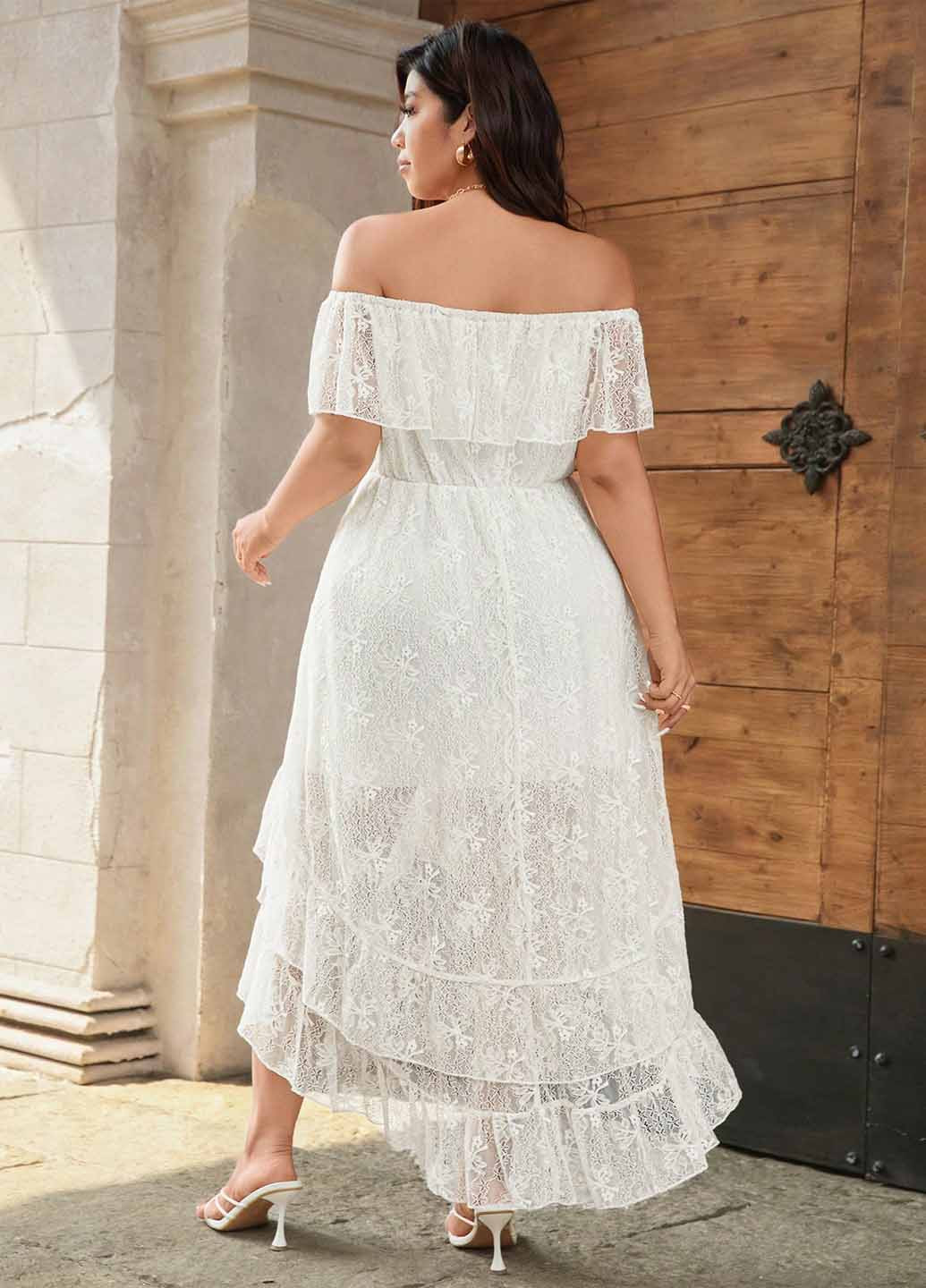 Белое праздничный, вечернее платье колокол SHEIN однотонное