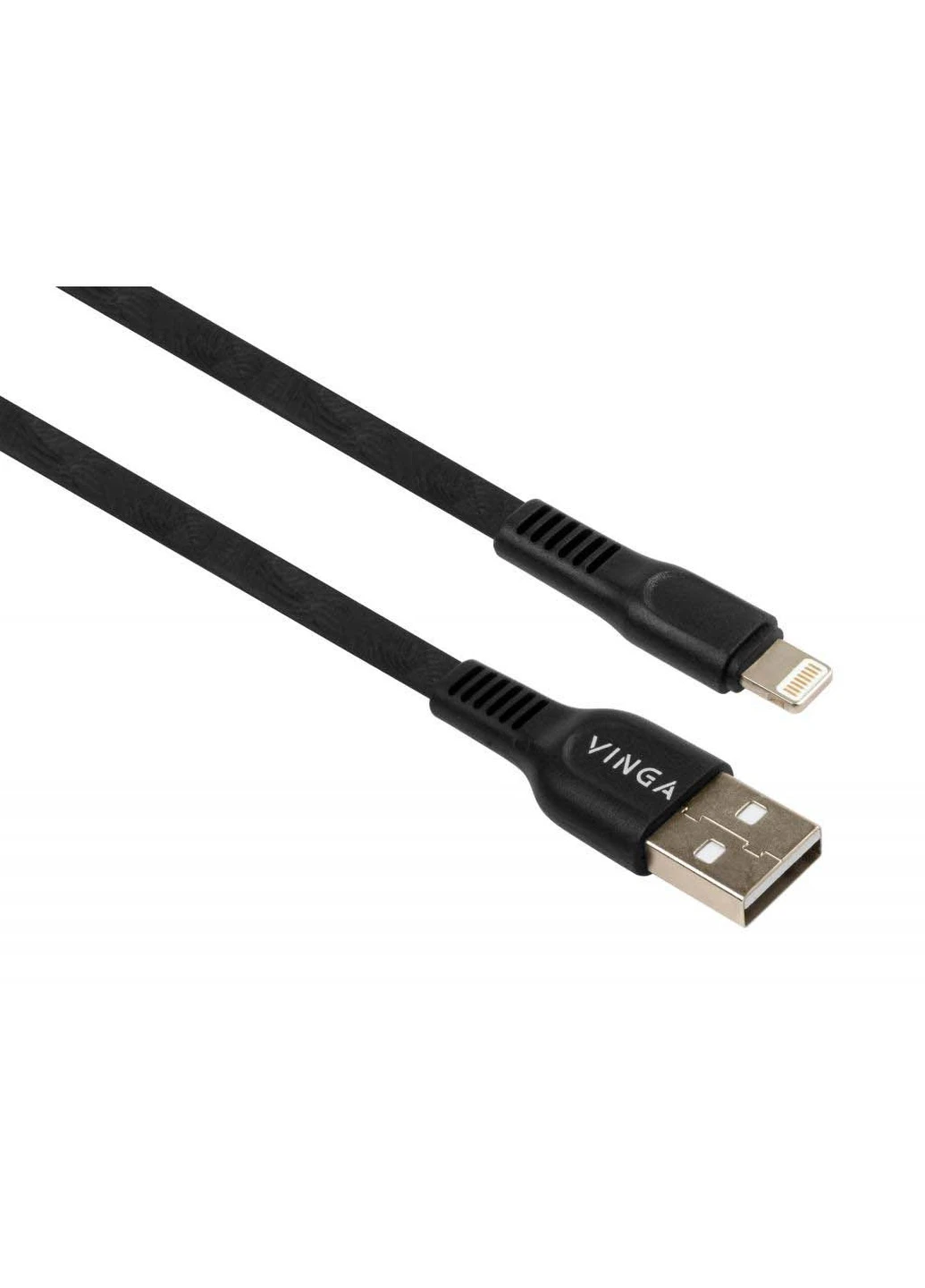 Дата кабель (VCPDCLFTPE1BK) Vinga USB 2.0 AM to Lightning 1.0m flat art TPE back (239381231)