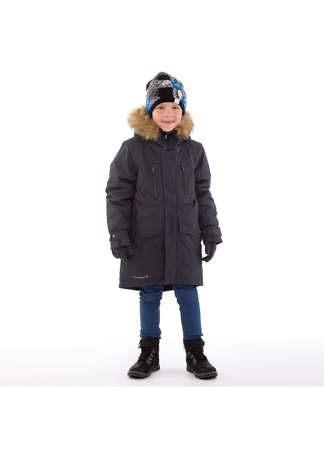 Серое зимнее Пальто зимнее DAVID Huppa