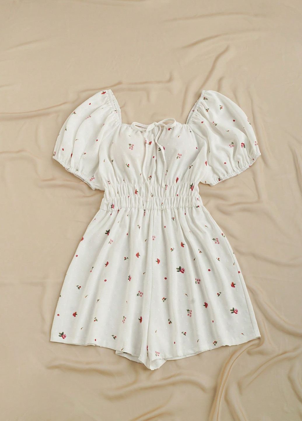 Комбінезон SHEIN комбінезон-шорти квітковий білий кежуал поліестер