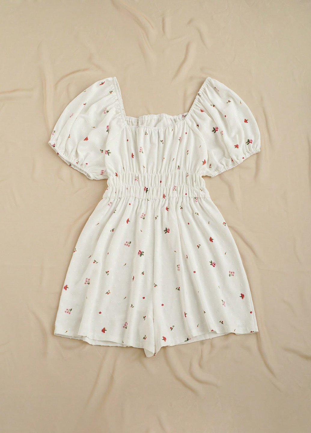 Комбінезон SHEIN комбінезон-шорти квітковий білий кежуал поліестер