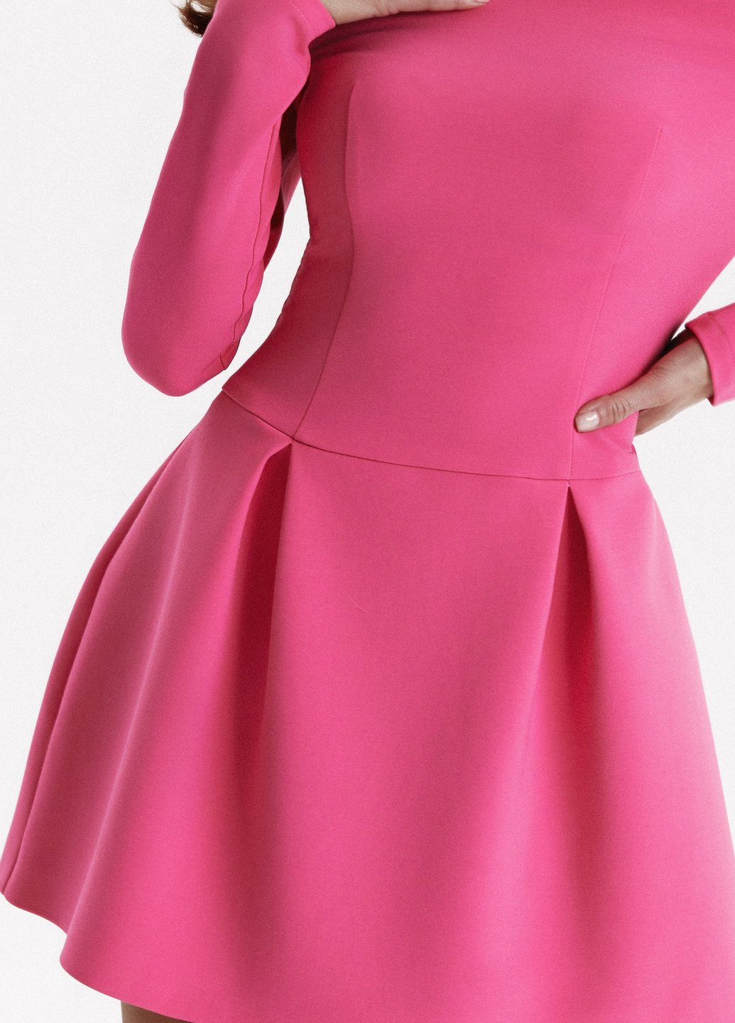 Розовое коктейльное, кэжуал платье клеш, колокол, с открытыми плечами Gepur однотонное