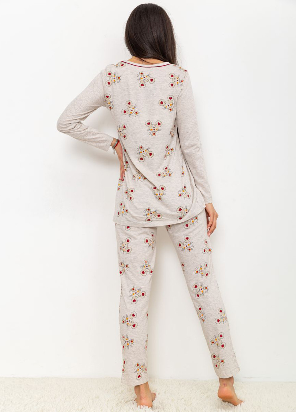Светло-серая всесезон пижама (лонгслив, брюки) лонгслив + брюки Ager