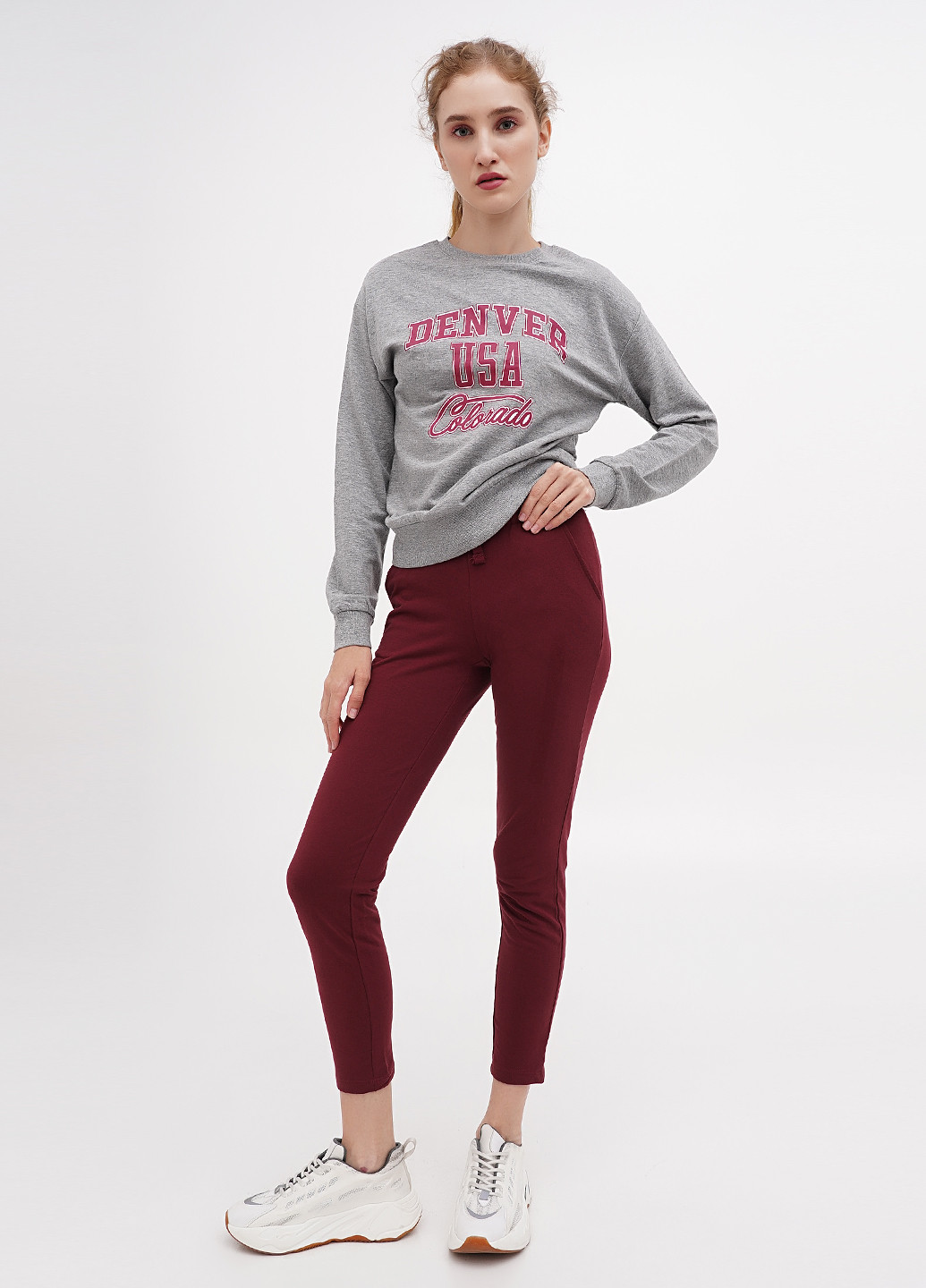 Серый свитшот Terranova надпись без декора (299775835)