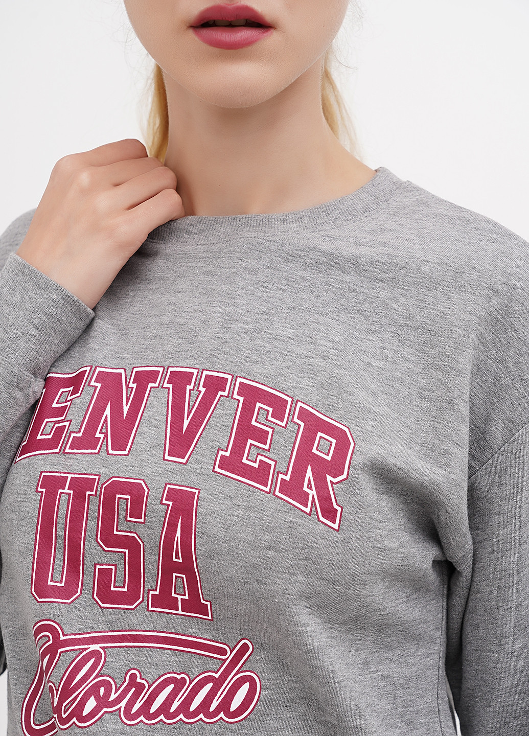 Серый свитшот Terranova надпись без декора (299775835)