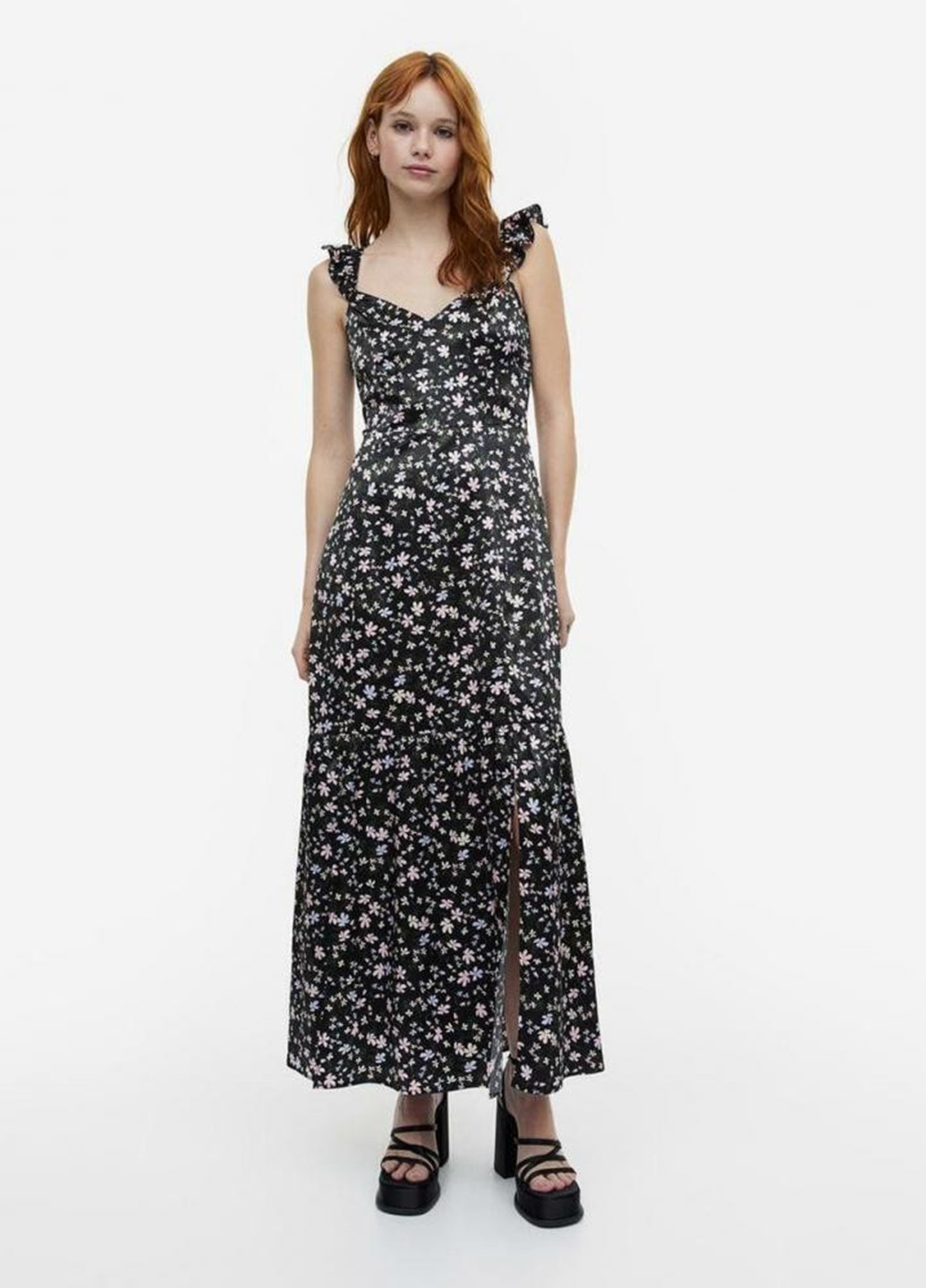 Чорна кежуал сукня H&M з квітковим принтом