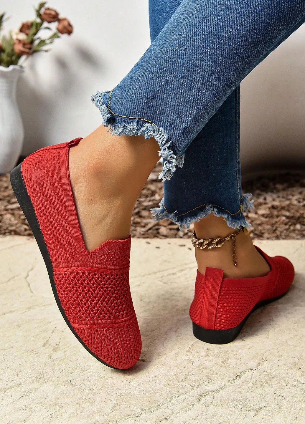 Красные слипоны SHEIN однотонные