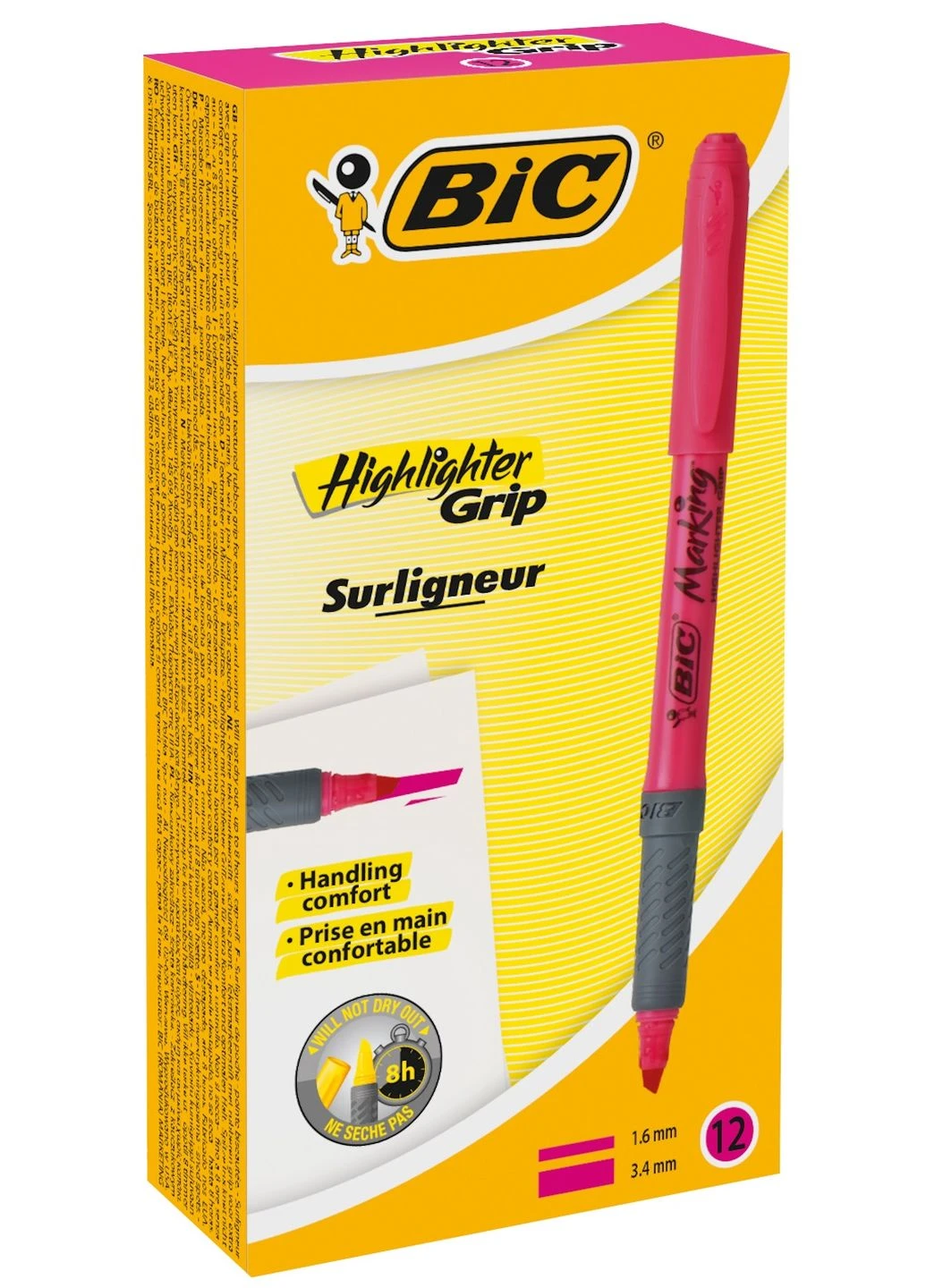 Набір текстових маркерів 12 шт Рожевих Bic (249003618)