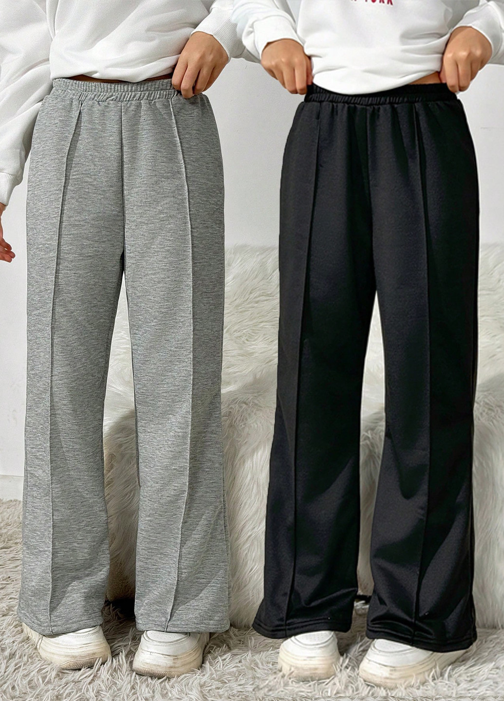 Комбинированные кэжуал демисезонные прямые брюки SHEIN