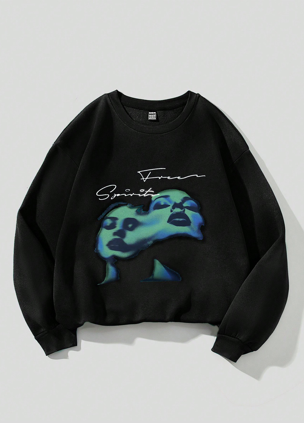 Черный свитшот SHEIN рисунок без декора (342081325)