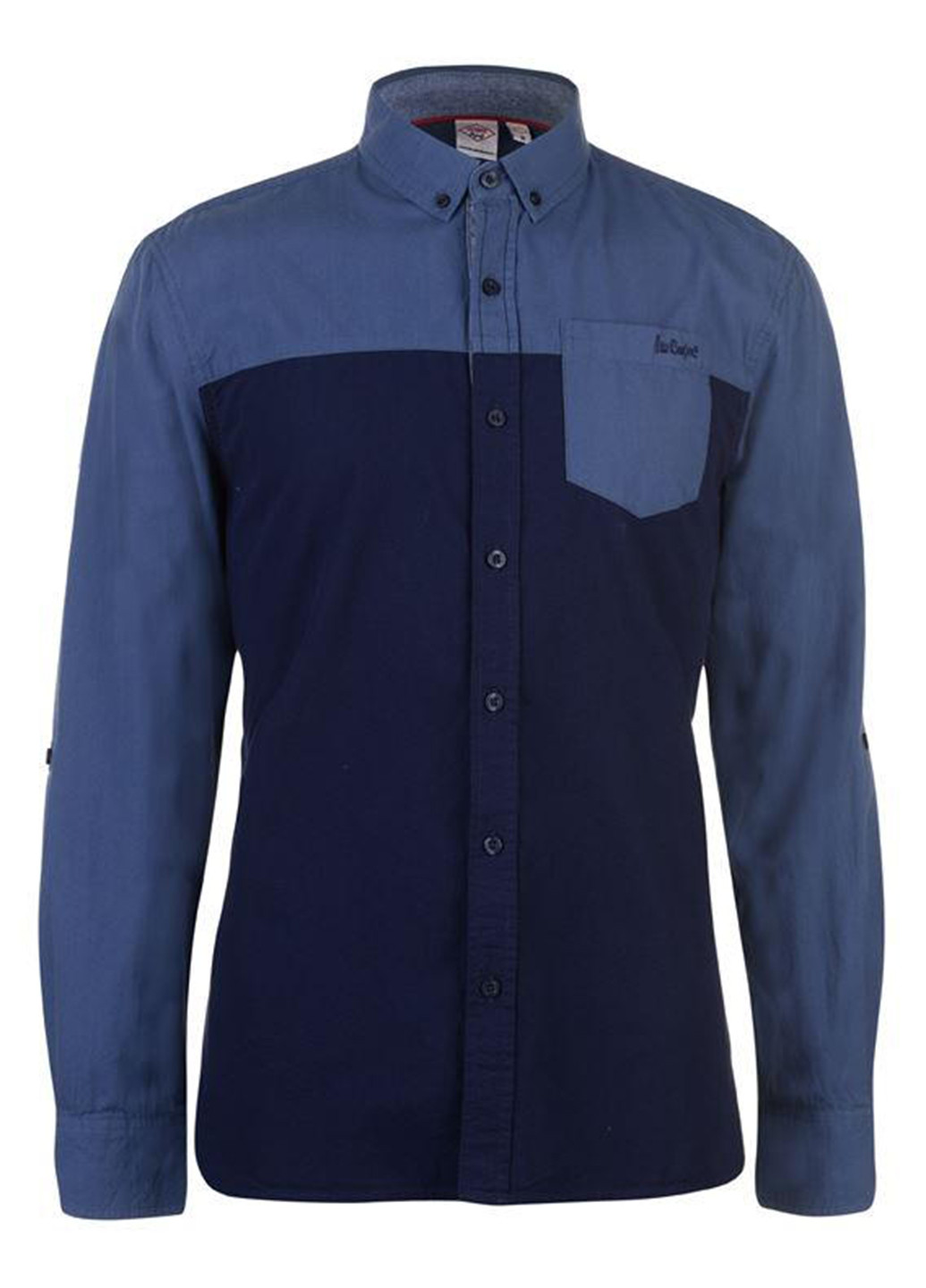 Темно-синяя кэжуал рубашка однотонная Lee Cooper с длинным рукавом