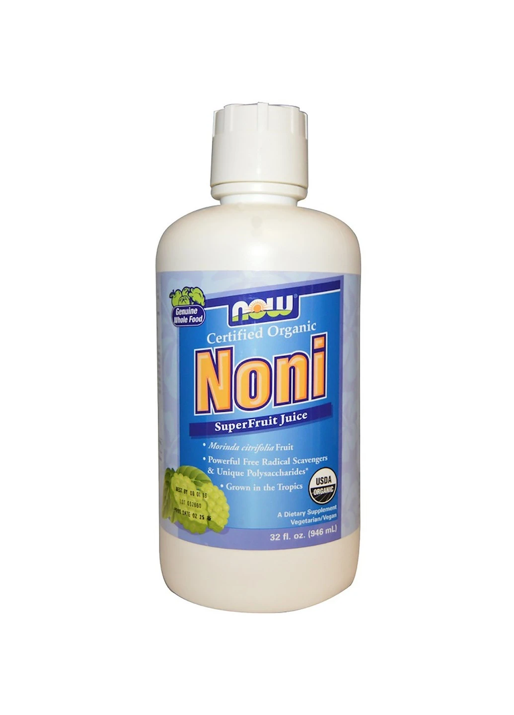 Органічний Ноні, сік суперфруктов, NOW, Noni SuperFruit Juice, 32 рідкі унції (946 мл) Now Foods (255408289)