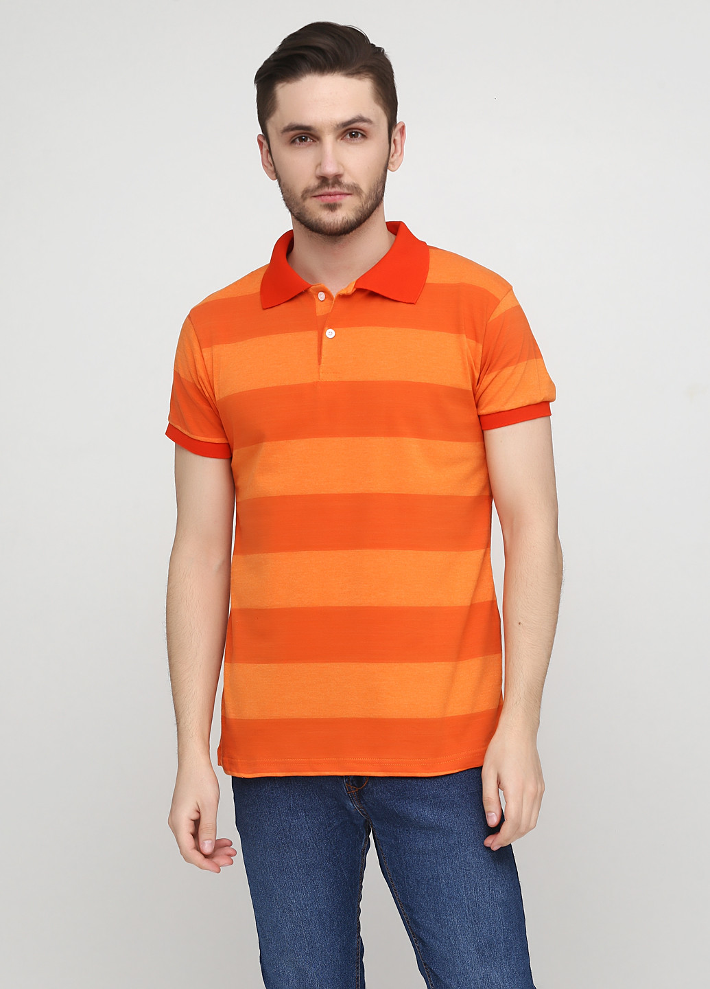 Оранжевая футболка-поло для мужчин Chiarotex в полоску