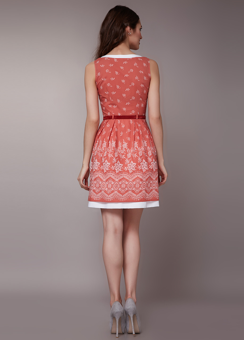 Розово-лиловое кэжуал платье клеш Gioia с цветочным принтом