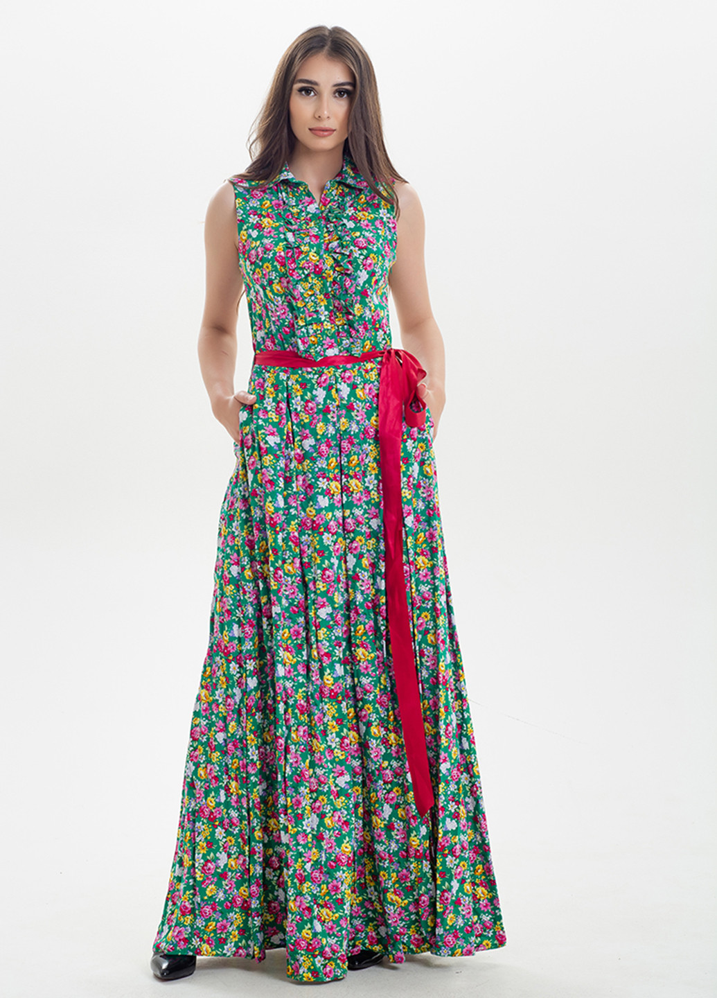Зеленое кэжуал платье Sellin с цветочным принтом