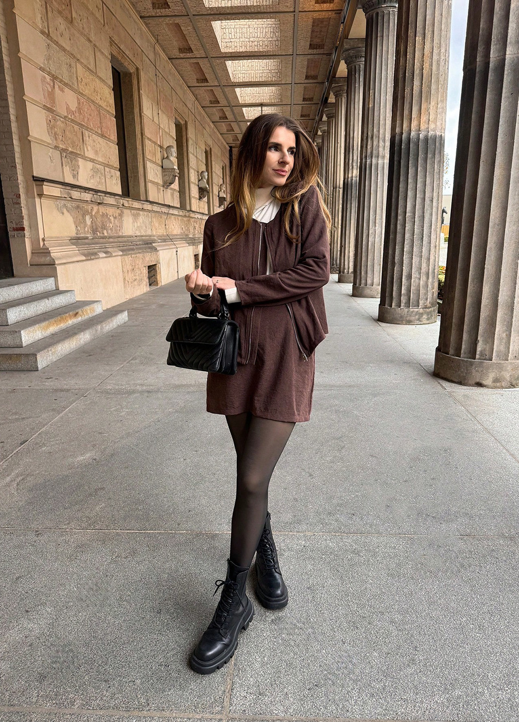 Коричневая кэжуал меланж юбка SHEIN а-силуэта (трапеция)