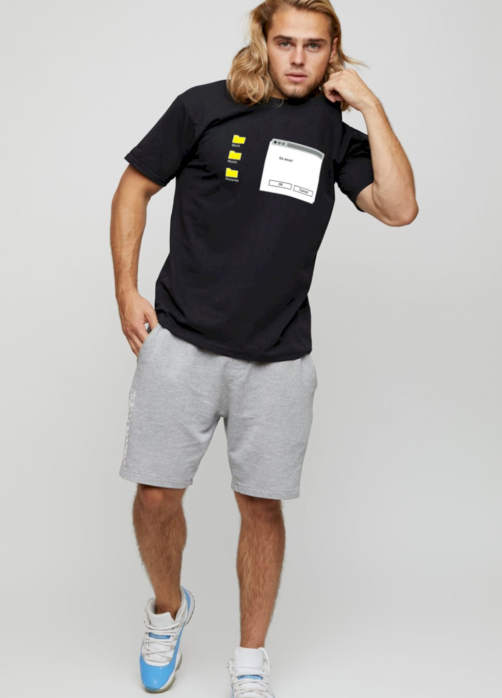 Чорна футболка чоловіча basic /air print/ YAPPI