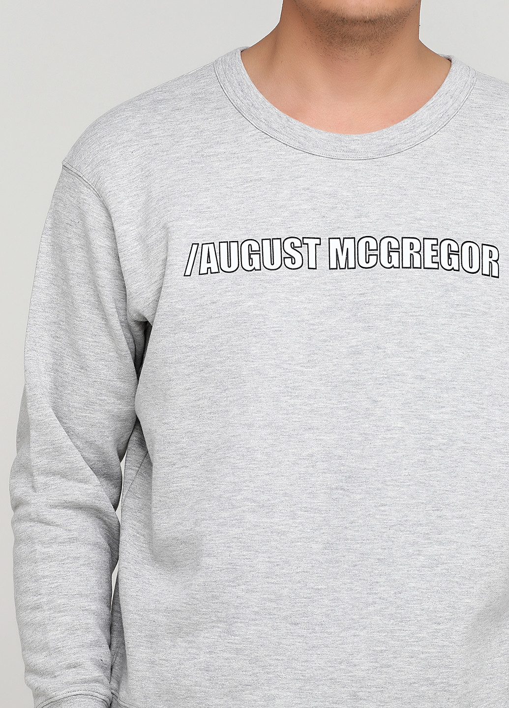 Світшот August Mcgregor - Прямий крій напис світло-сірий кежуал фліс, трикотаж, бавовна - (203309833)