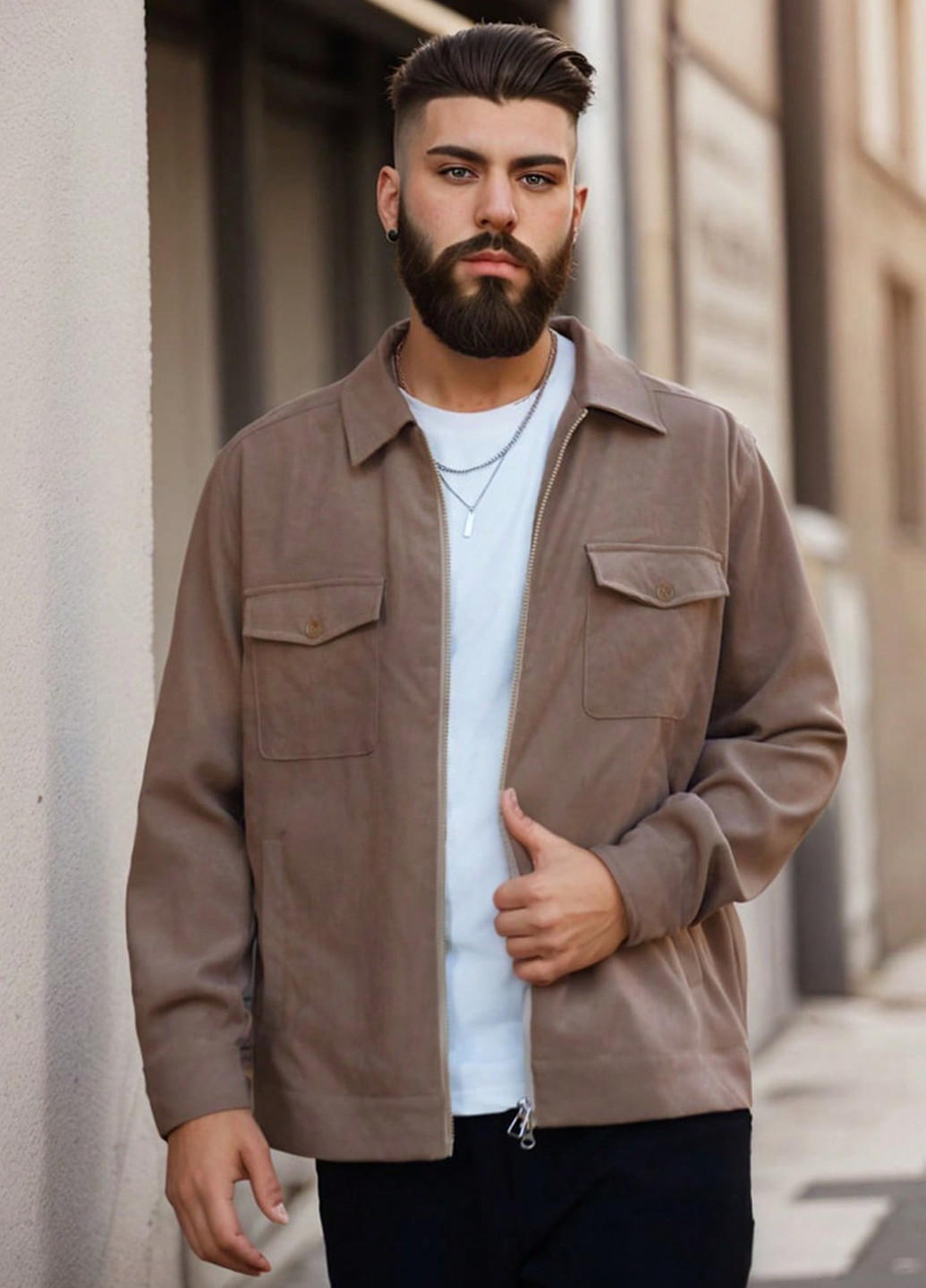 Коричневая демисезонная куртка куртка-пиджак SHEIN