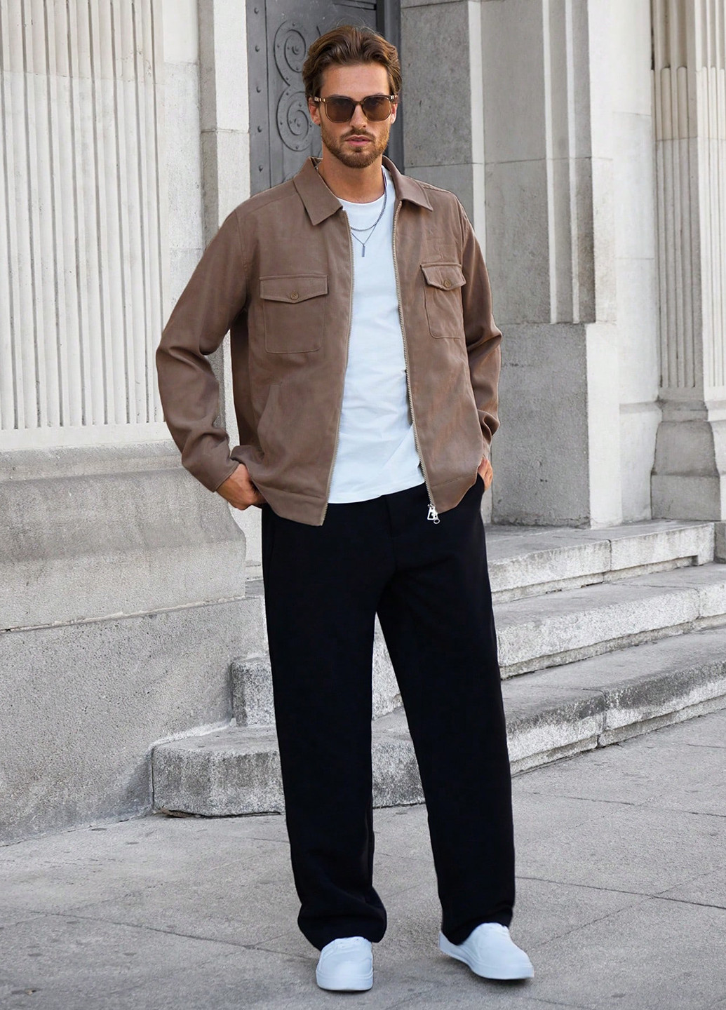 Коричневая демисезонная куртка куртка-пиджак SHEIN