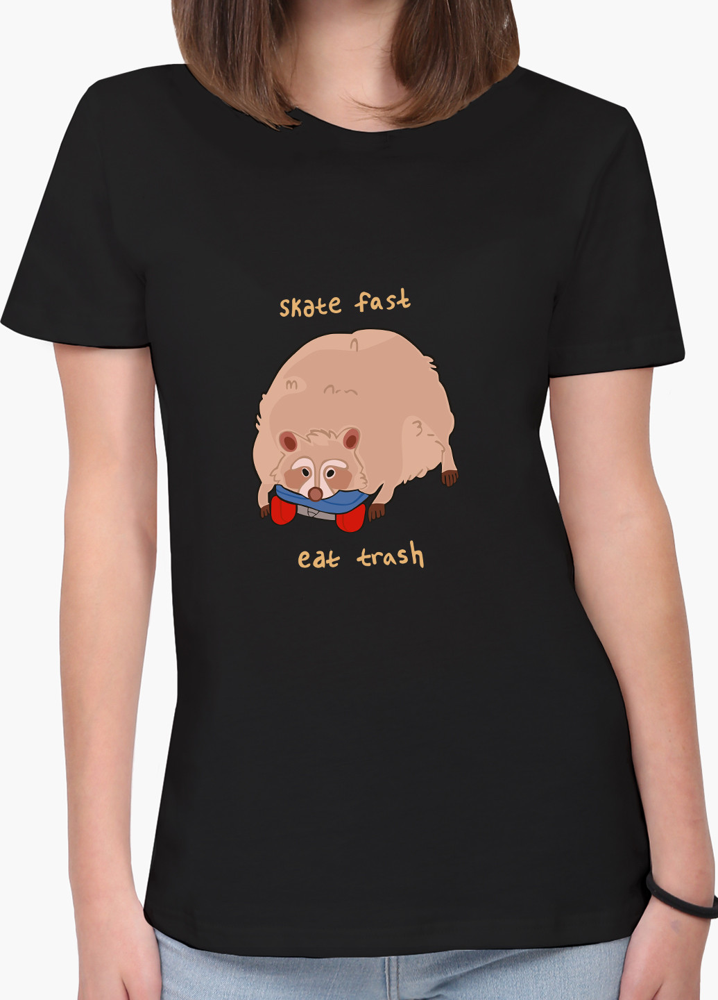 Футболка жіноча напис Лінивий товстий Єнот (8976-2051) XXL MobiPrint - (227212274)