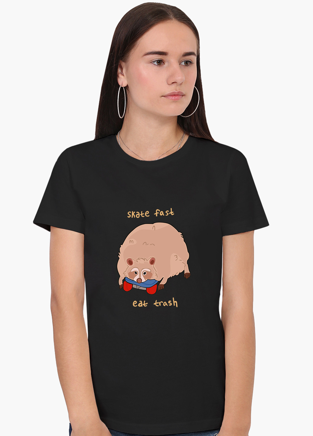 Футболка жіноча напис Лінивий товстий Єнот (8976-2051) XXL MobiPrint - (227212274)