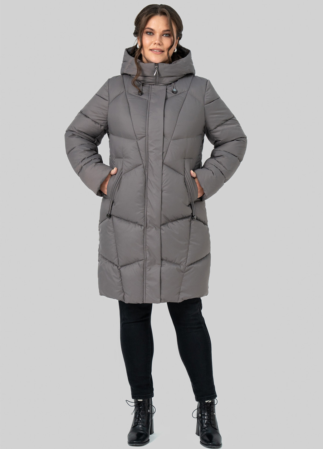 Серо-бежевый зимний Пуховик A'll Posa