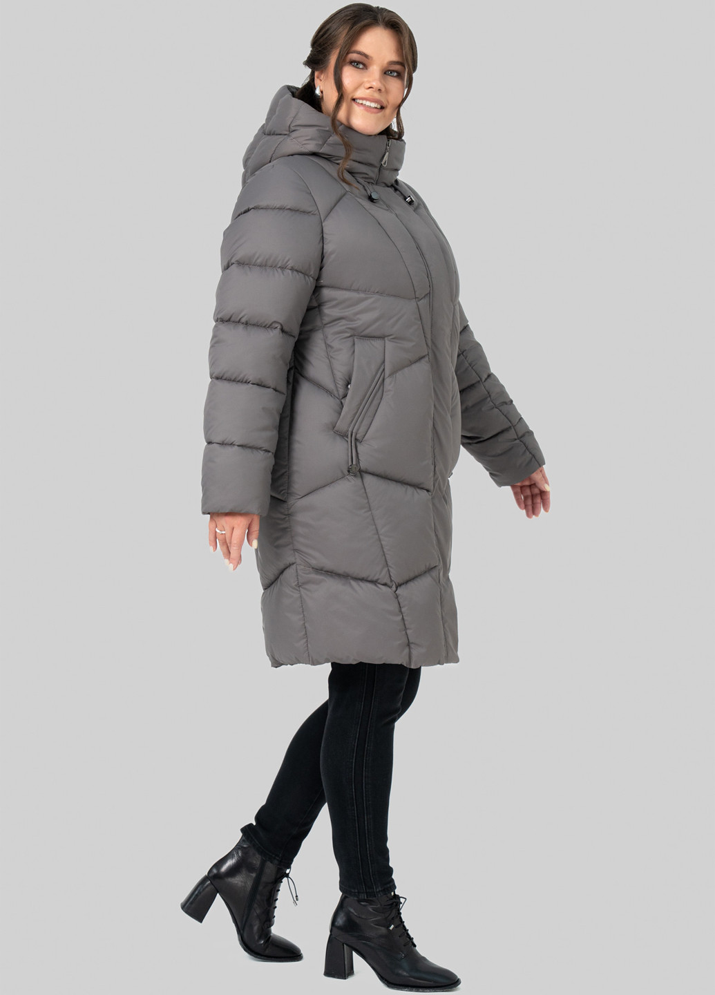 Серо-бежевый зимний Пуховик A'll Posa