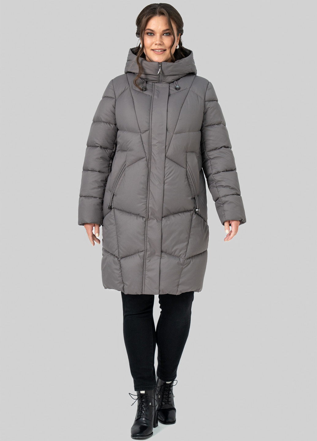 Серо-бежевый зимний Пуховик A'll Posa