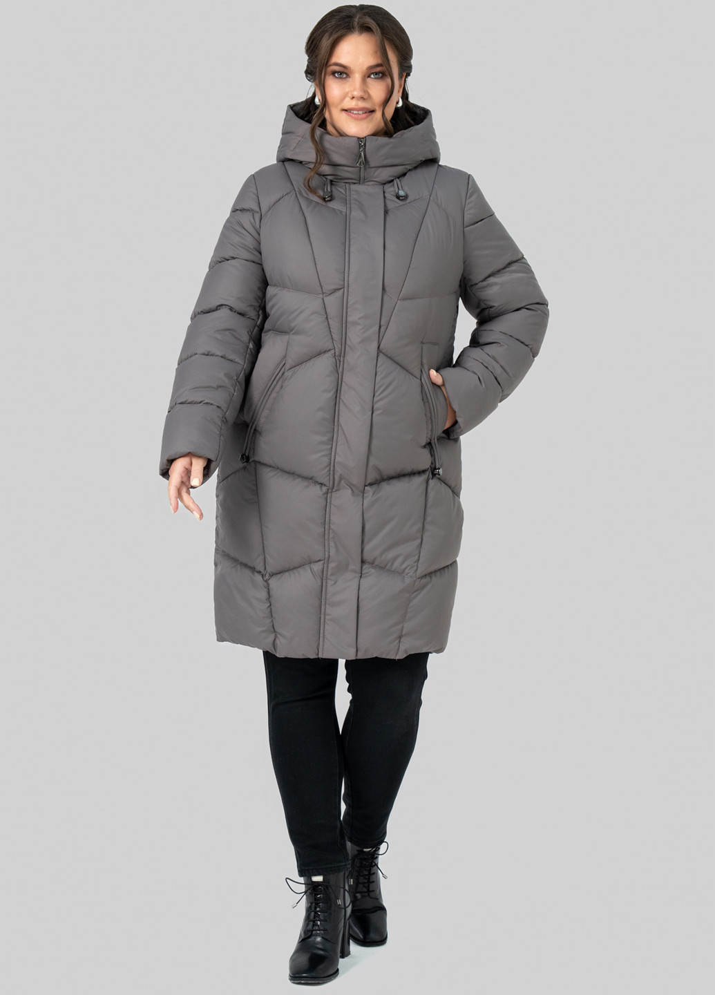 Серо-бежевый зимний Пуховик A'll Posa