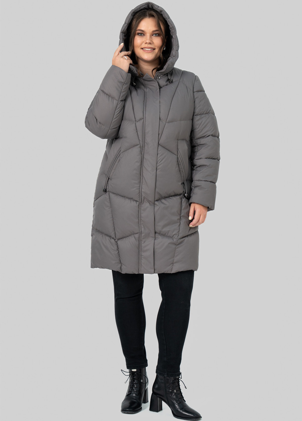 Серо-бежевый зимний Пуховик A'll Posa